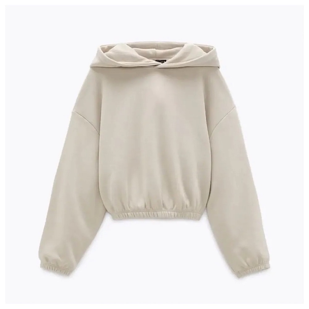 ZARA Beige Cropped Hoodie